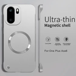 Metallic Paint Frameless Ultra Thin Hard PC Phone Case with Magnetic Protection for OnePlus Ace 6 (Silver)