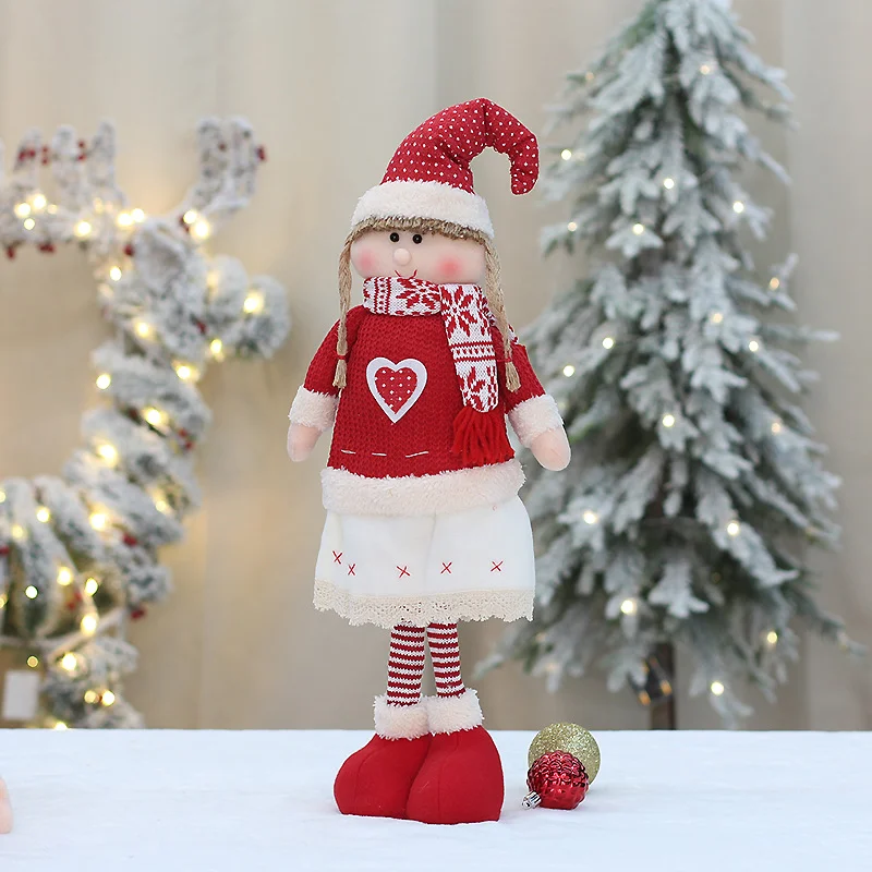 

Red Standing Girl Dolls Santa Claus/snowman/reindeer Figurine Christmas Tree Ornaments Kids Christmas Gifts