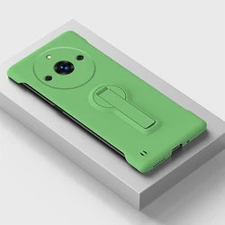 Slim Frameless Phone Case with Rotating Holder and Enhanced Protection for Realme 14 Pro+ (Green)