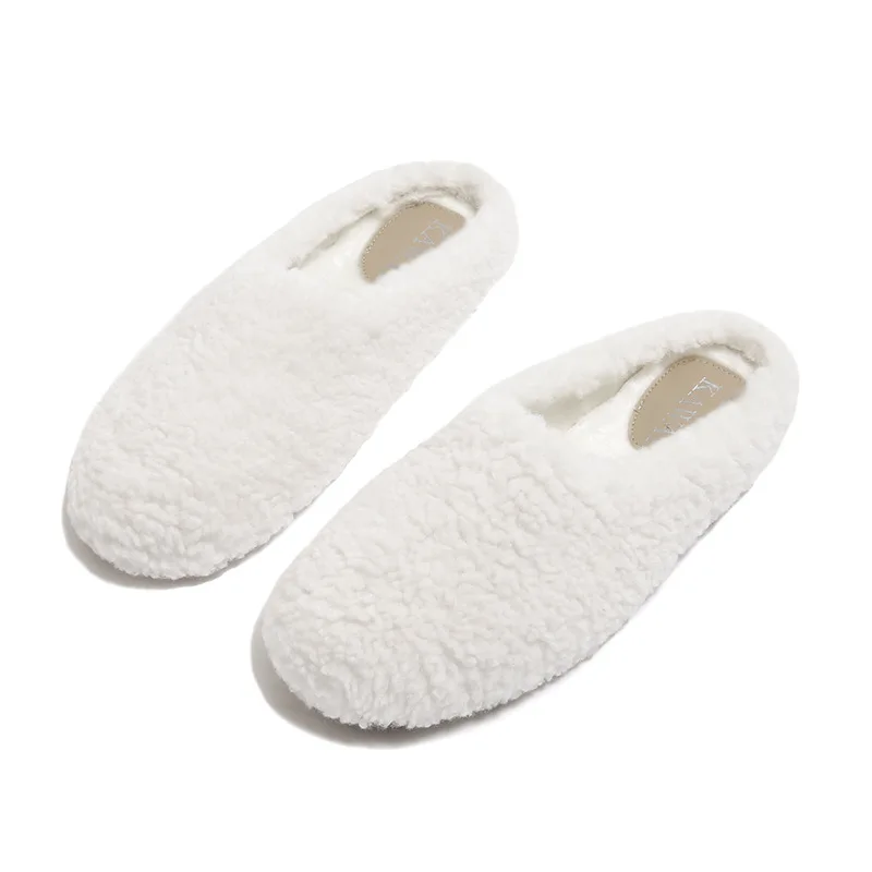 2023 Winter Wool Slippers Women Curly Sheep Fur Flat Shoes Warm Cozy Slip On Pantuflas House Slides Femme Cotton Lambswool Mules 6