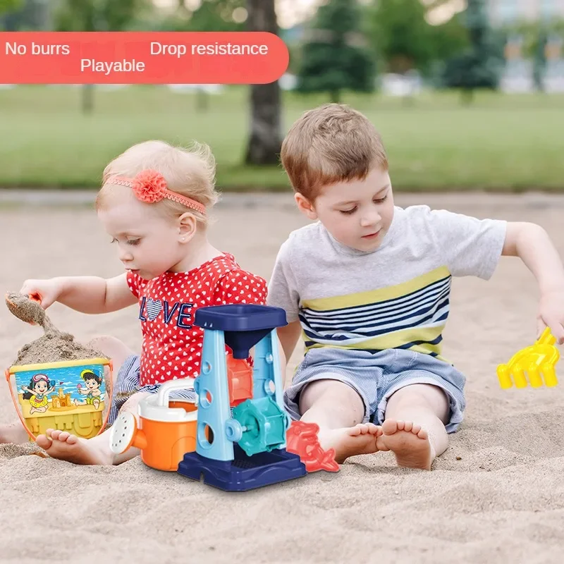 Children Beach Sand Play Tool Set Sand Bucket Sieve Funnel Sand Shovel Sand Wagon Watering Can Summer Outdoor Toys for Kids 2