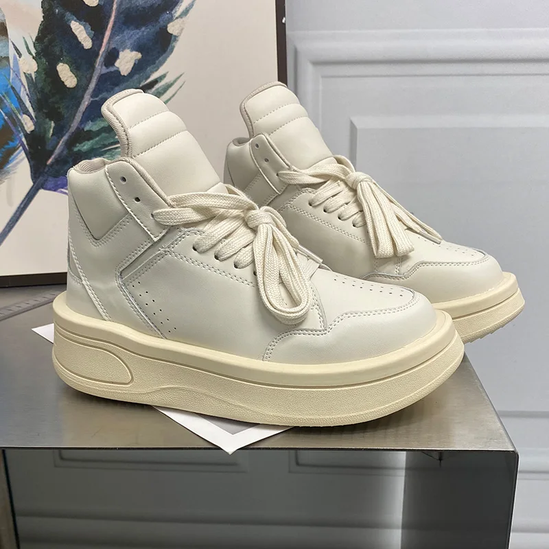 Genuine Leather Retro White Sneakers Platform Shoes Women Chunky sneakers comfortable chaussure Sport Thick Sole Walking shoe 3