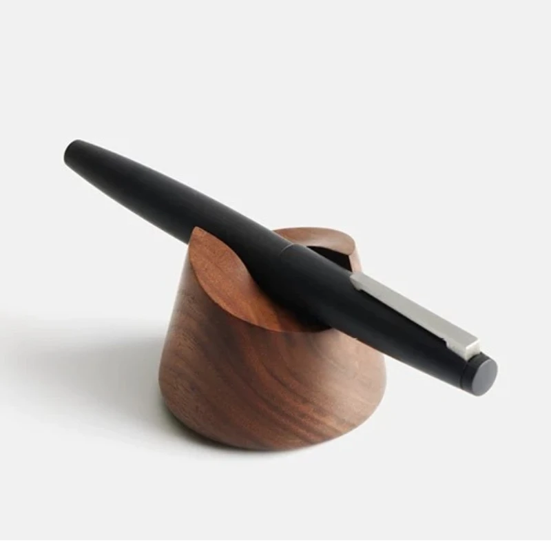 Elegant Walnut Wood Pen Holder Stand - Stylish Desk Organizer and Office Accessory