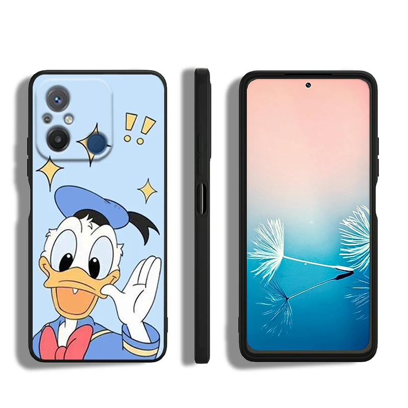 Disney-funda de silicona suave para teléfono móvil, carcasa de color negro  con diseño de pato Donald y margarita para Xiaomi Redmi 12, 12C, 11, A1  Plus, 10, 10X, 9T, 9C, 9C, 8