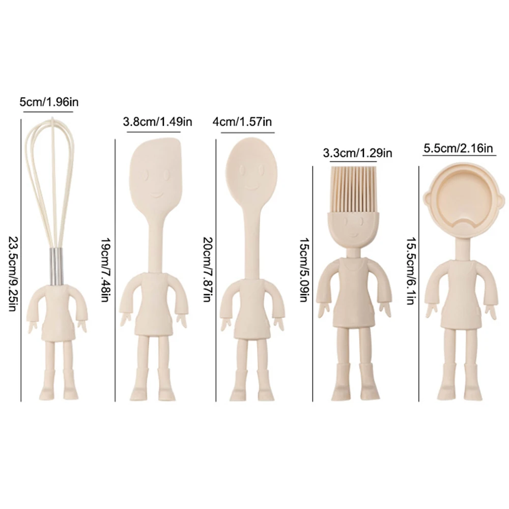 White Creative Butter Cooking Multi Purpose Mini Spatula Food Grade Silicone Cookie Pastry Scraper 5Pcs/Set silicone spatula cream spatula silicone scraper cake spatula