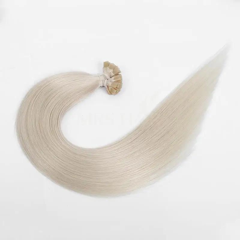 Human Hair Extension White Blonde 1001# Flat Tip Hair Extensions Keratin Human Hair Hot Fusion 1x0.8cm Bond 12-24inch 50grams/pack