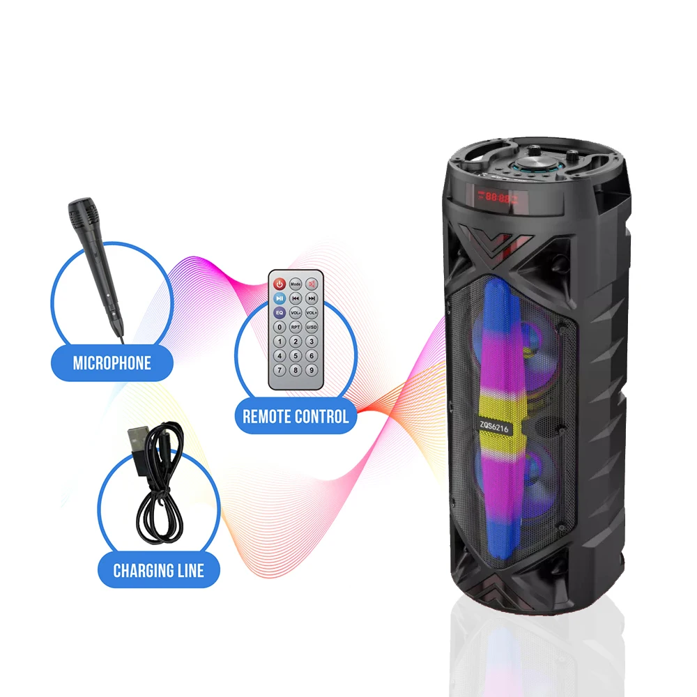 

Dual 6.5 "30W High-Power Bluetooth Speaker Wireless Speaker Household Karaoke Square LED light Multi-Function Portable Subwoofer