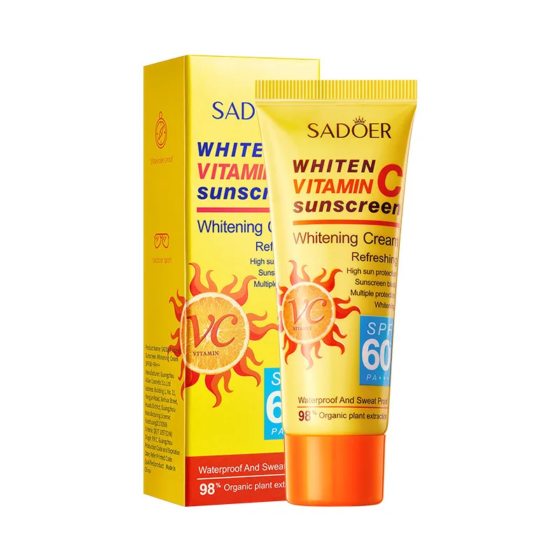 Facial Body Sunscreen Vitamin C Whitening Sun Cream Skin Protective Cream Isolation Waterproof And Sweat-proof SPF 60