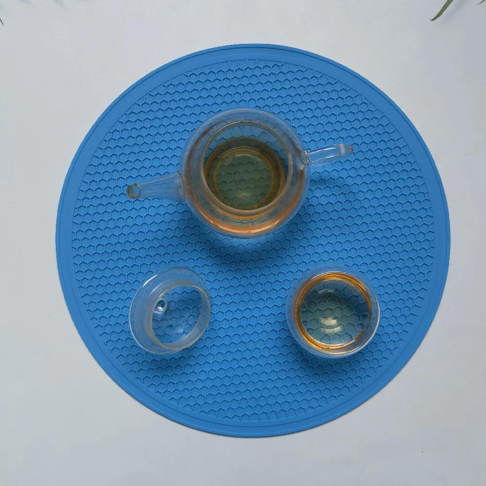 

11.6in Silicone Mat Coaster Heat Resistant Placemat Honeycomb Nonslip Pot Holder Table Mat Round Cup Mat Kitchen Accessories