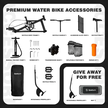 US/AU/ES Shipping Spatium Water Bikes Portable Inflatable Fishing Water Bike Pedal Bike Boats +Mat Water Sports For 1-2 People 6