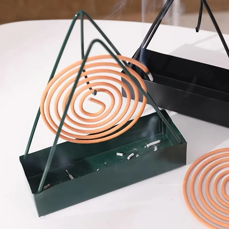 2PCS Black Metal Mosquito Coil Holder - Triangle Incense Burner Stand for Indoor & Outdoor, Compatible with Sticks & Coils boat