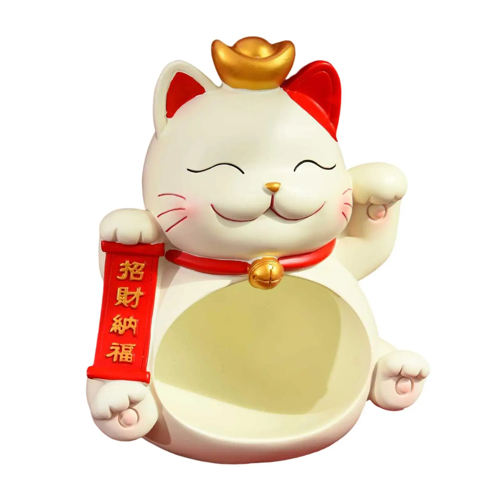 Cat Sculpture Storage Bowl Animals Figurine Key Storage Tray for Table Decoration