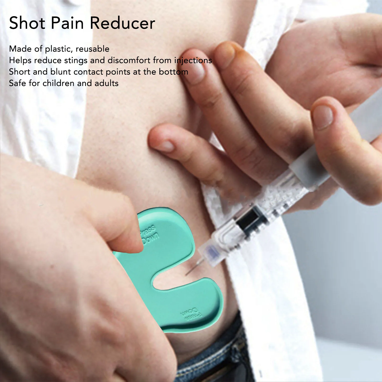 4pcs Shooting Pain Relief Reusable Plastic Relief Device Injury Blocker Kids Adults Pain Aid Tablets Immunization Tool