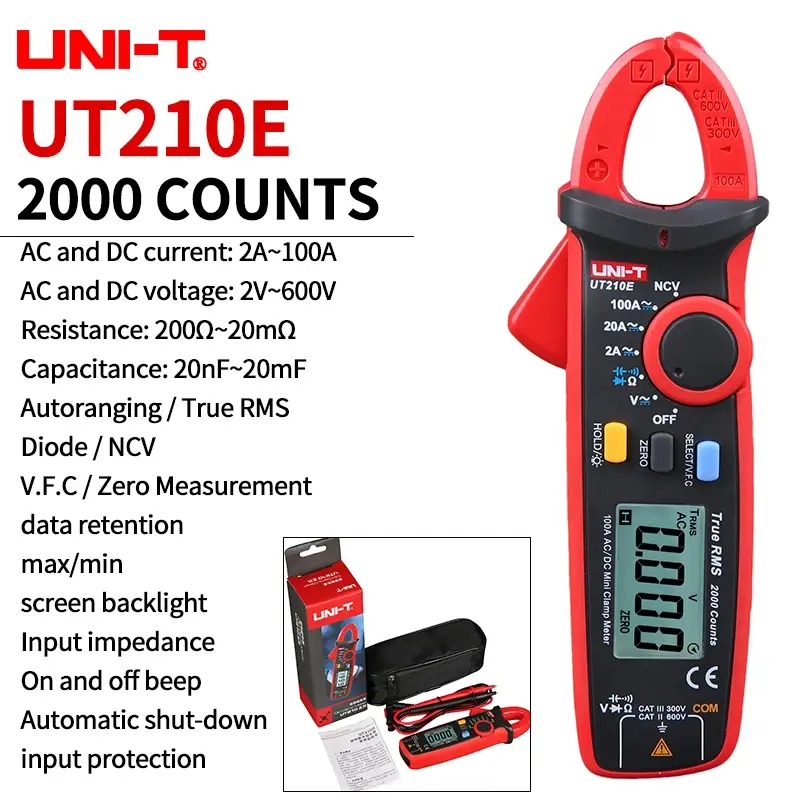 UNI-T UT210E UT202A UT204 Plus Clamp Meter AC/DC Digital Voltmeter Ammeter Pliers Multimeter Professional Electrical Multitester image 12