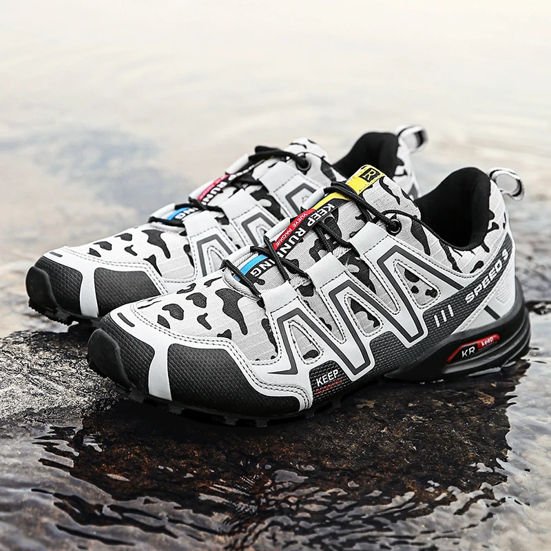 2023 new outdoor cross-country running shoes Mountain climbing men's shoes Waterproof and anti-skid camouflage travel shoes