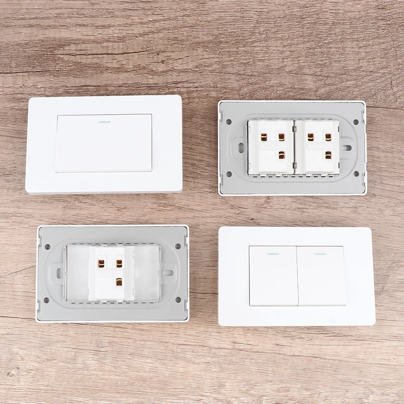 

1/2/3/4 Gang On Off Light Wall Switch L3 White Panel US Push Button Rocker Pass Switch