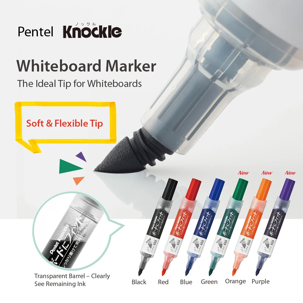 pentel KnocKle Whiteboard Marker &ndash; featuring a push-refresh, Low-Odor White Board Markers Office School Stationery