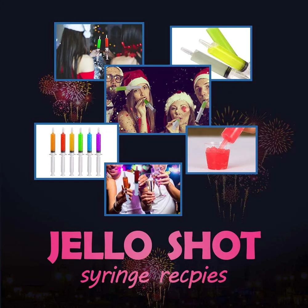 Party Shots 30/60 Pack Jello Shot Syringes 1.5 oz Food Grade Container with Lid For Plastic Shot Glasses or Jello Shot Cups 6