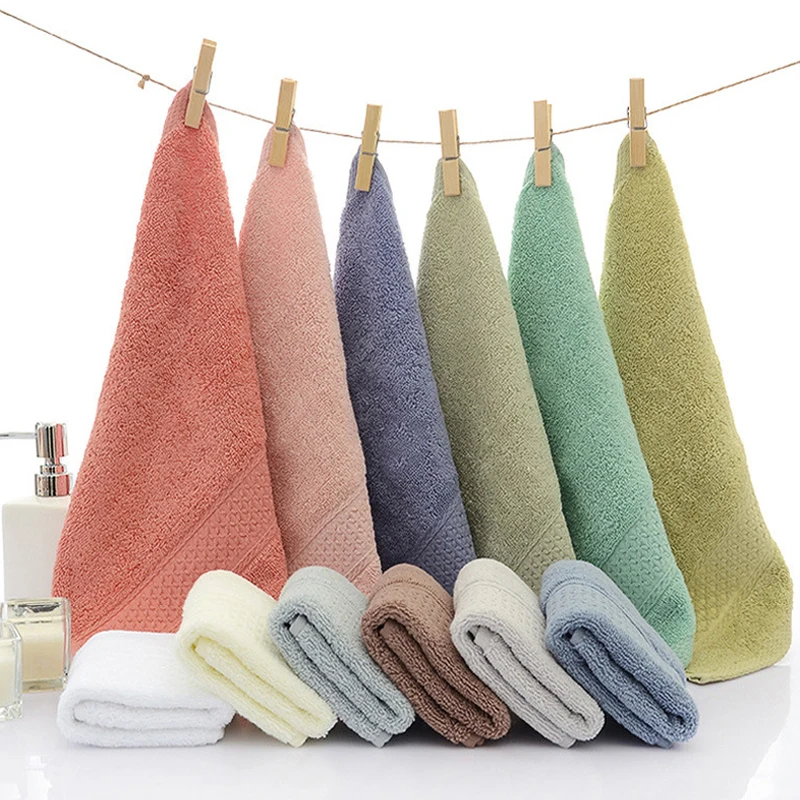 100% Cotton Adult Thickened Durable Towel  Soft Quick Dry  Absorbent Solid color Face Towel  bath household cotton face towel 5