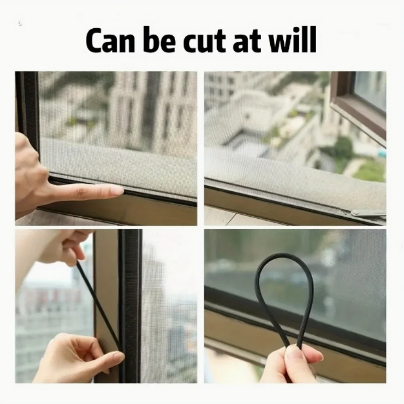 Silicone Rubber Window Sealing Strip - Wind and Mosquito Protection Tape with Mesh Cloth