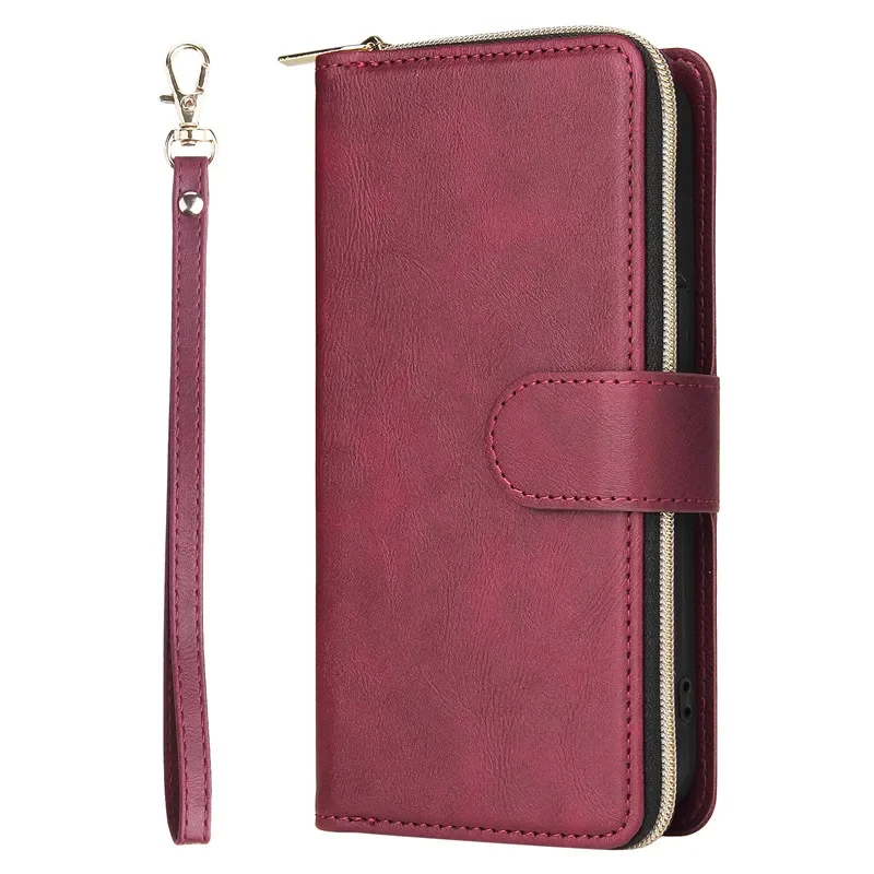 Zipper Wallet Leather Phone Case - Premium Cover with Card Slots