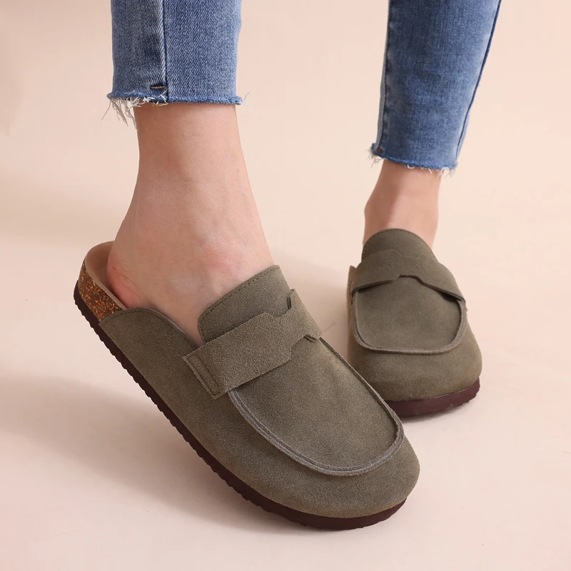 Shevalues Klassische Hausschuhe aus Kork mit Fußgewölbeunterstützung, Outdoor-Strandschuhe, modische Clogs, Hausschuhe für Damen, Kuh-Wildleder-Kork-Hausschuhe – Detail 8