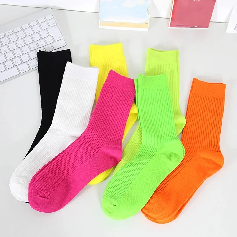 Vibrant Neon Men's Crew Ribbed Socks