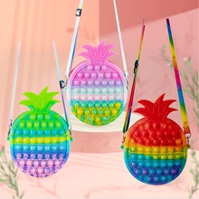 

Shoulder Bag Big Fidget Toys Purse Pineapple Push Bubbles Girls Cross Bags Rainbow Silicone Stress Relief Toy Birthday Gifts