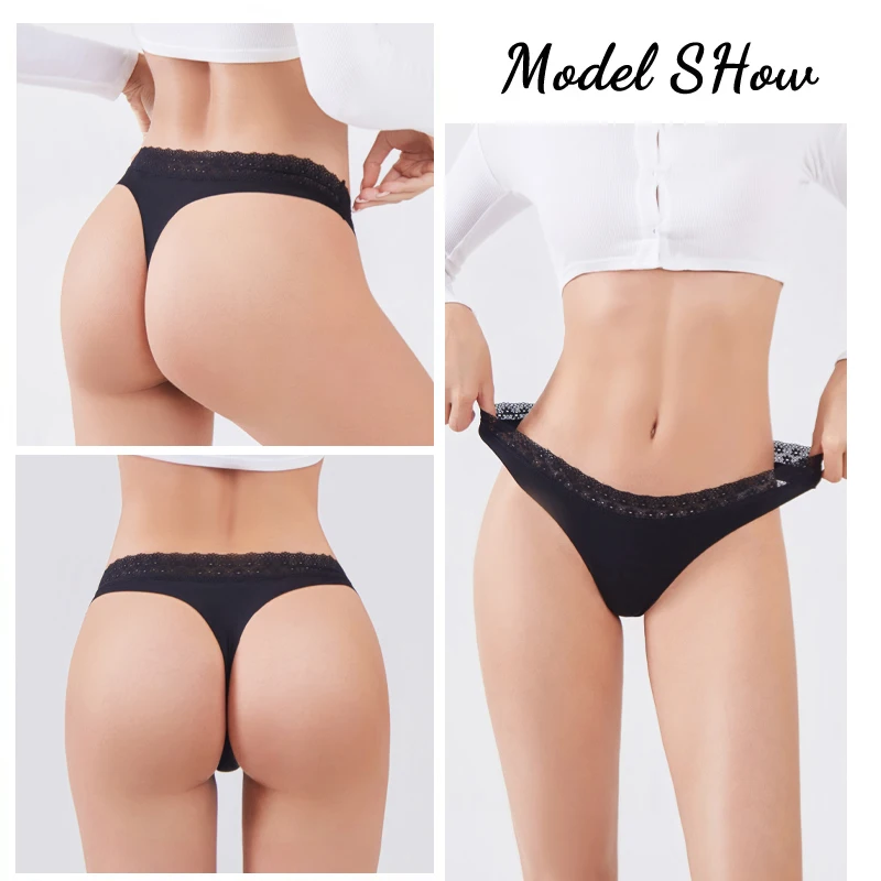 lace trim thong set front view