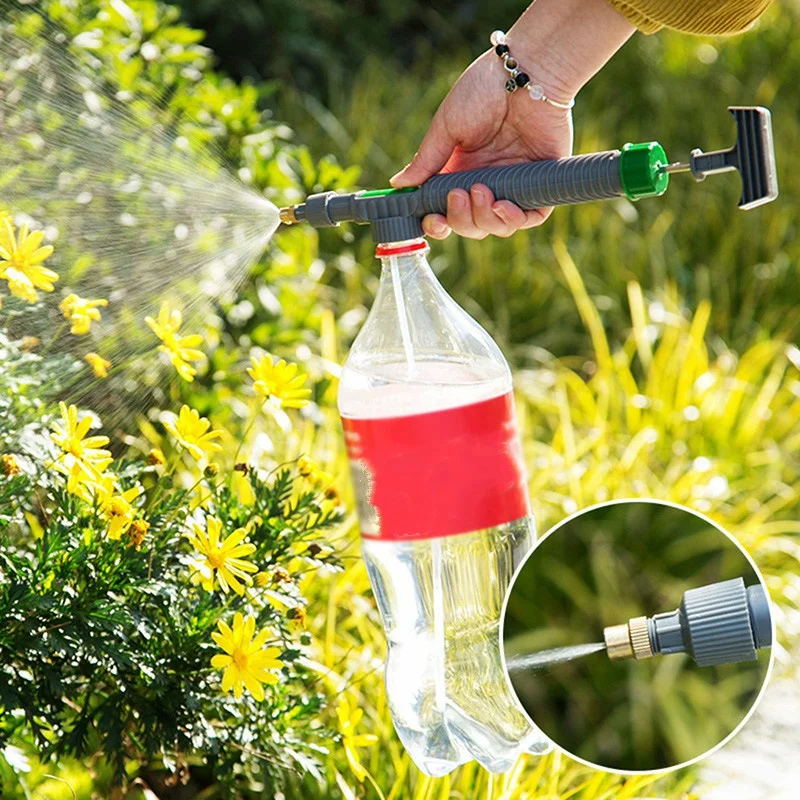 

High Pressure Air Pump Manual Sprayer Adjustable Drink Bottle Spray Head Nozzle Garden Watering Tool for Home Garden