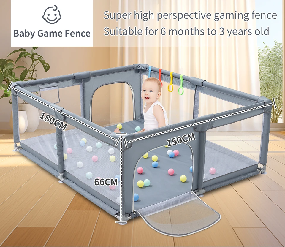large baby playpen with mesh panels