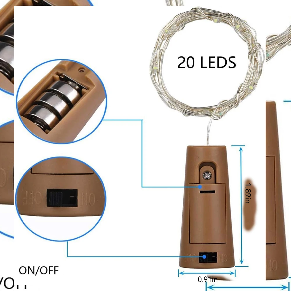 Decorative lights led string lights led fairy lights string lights 5 Pack battery powered bottle string lights fairy lights with copper wire automatic night lights for parties wedding decorati