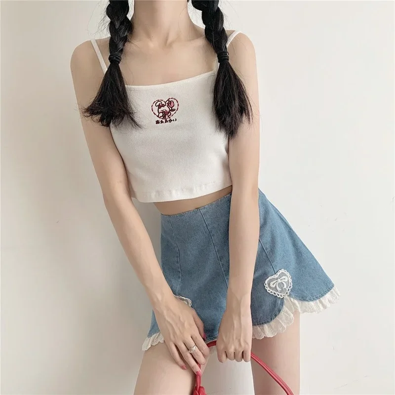 Women Summer Kawaii Sexy Blue Shorts 2023 Cute Lolita Girls Denim Shorts M-4XL Japanese Sweet High Waist Lace Irregular Bottoms