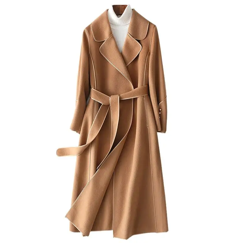 

2023 Women Winter Clothing New Fashion Wool Slim Coat Double-faced Cashmere Long Coat 1022