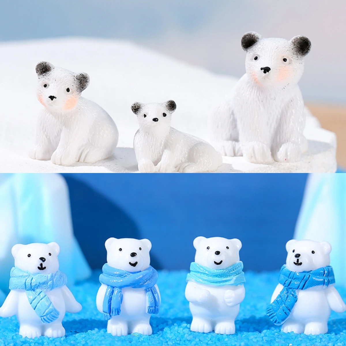 Kawaii Resin 3D Cartoon Animal Polar Bear Diy Home Decor Figurines & Miniatures Decoration Dollhouse Accessories 100pcs