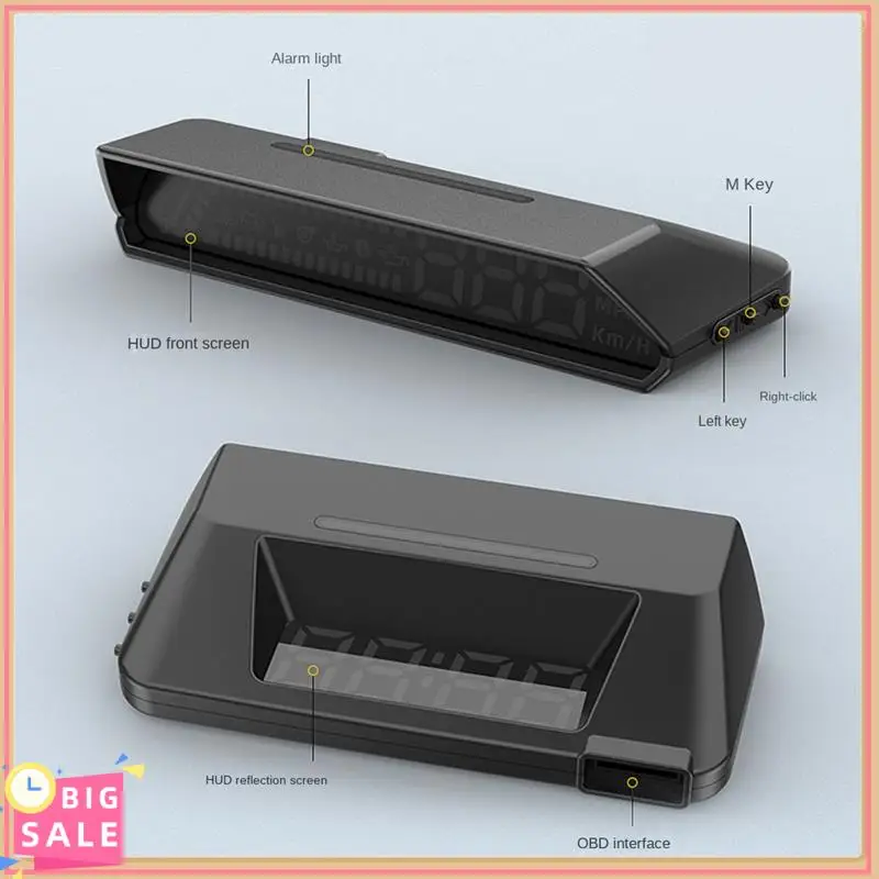1 Piece S100 Dual Display HUD Head-Up Display Black Plastic Vehicle Instrument Transmission Oil Temperature Monitoring