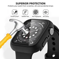 2 pièces verre trempé + couvercle pour boîtier de montre Apple 44mm 40mm 42mm 41mm 45mm PC protecteur d'écran pare-chocs iWatch série 9 8 7 6 5 3 se 5