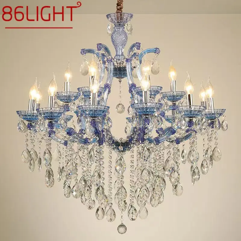 

86LIGHT LuxuriousCandle Pendent Lamp European Style Crystal Lamp Art Living Room Restaurant Villa Staircase Duplex Building