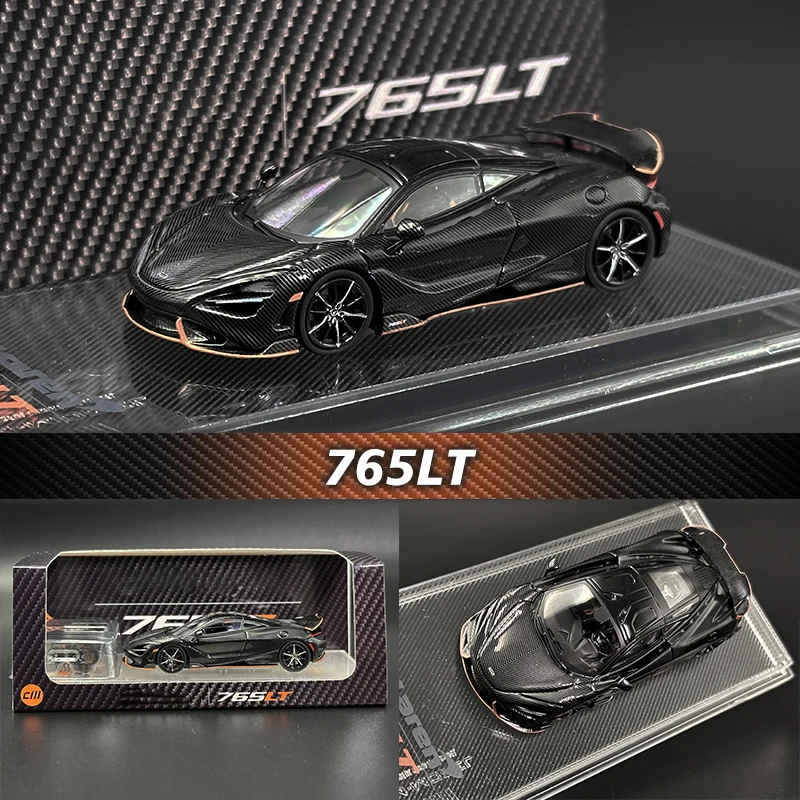 

CM In Stock 1:64 765LT Full Carbon Orange Stripe Movable Tail Wing Replacement Wheel Diecast Diorama Car Model Toys