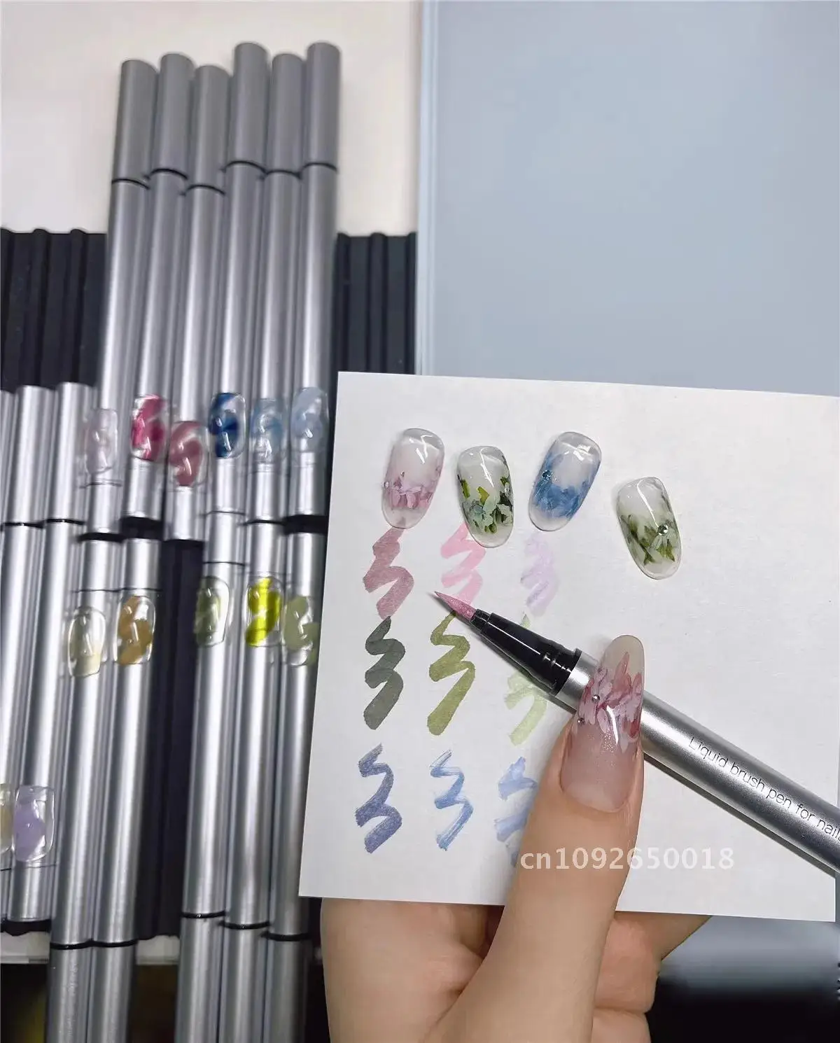 Dinagel 1-18 Color Nail Art Drawing Graffiti Pen Blooming Smoke Manicure Brush Painting Nail Drawing Pen DIY Tool