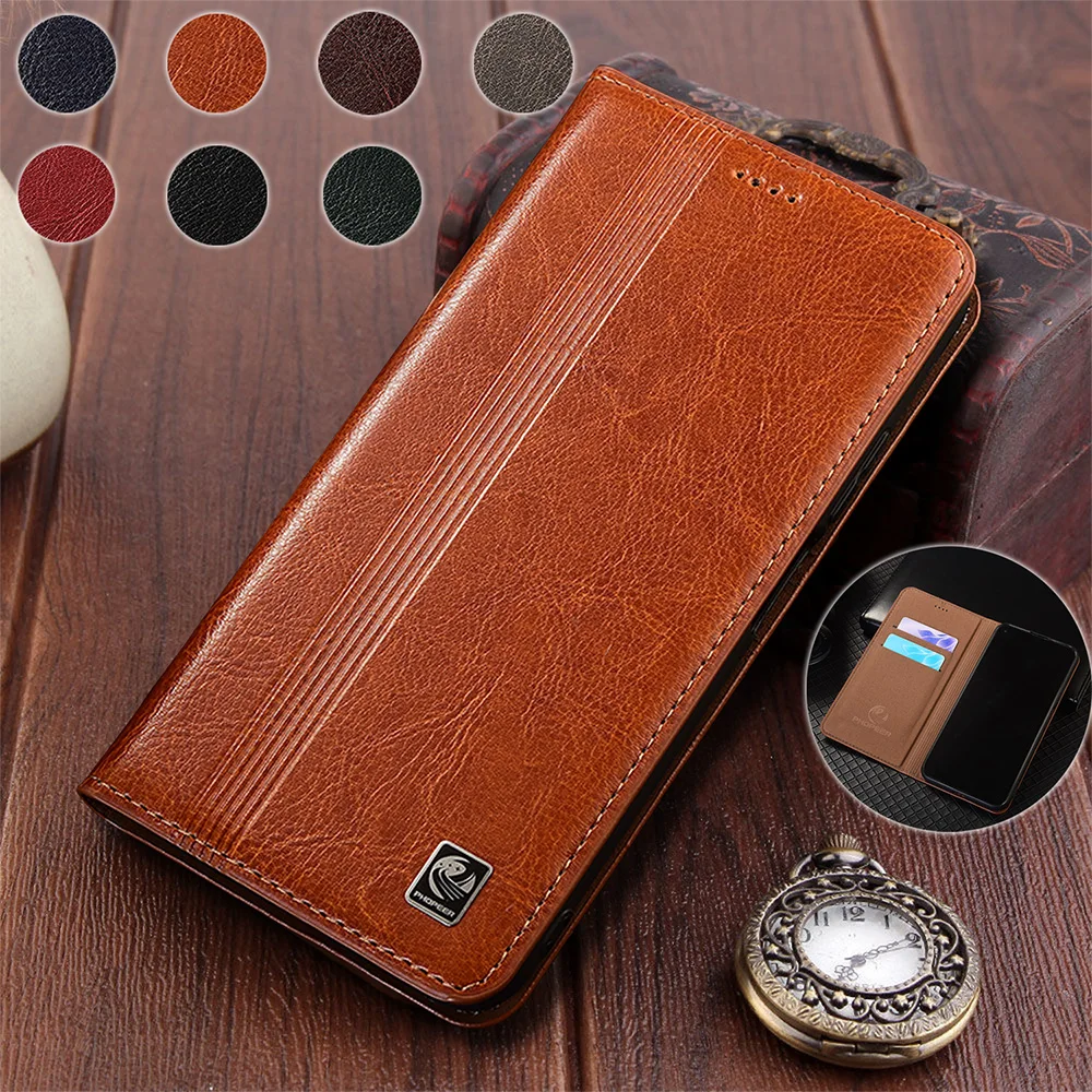 Elegant Vertical Line Leather Flip Case with Card Holder