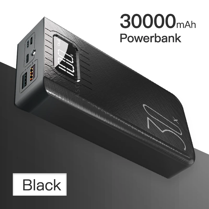 mini power bank Power Bank 30000mAh TypeC Micro USB C Powerbank LED Display Portable External Battery Charger 30000 mAh For iPhone Xiaomi Tablet power bank 20000mah Power Bank