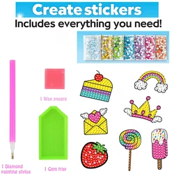 Create Your Own Gem Art Sticker Kit - Magical Unicorn and Sealife Mosaic Craft (7pcs sweets)