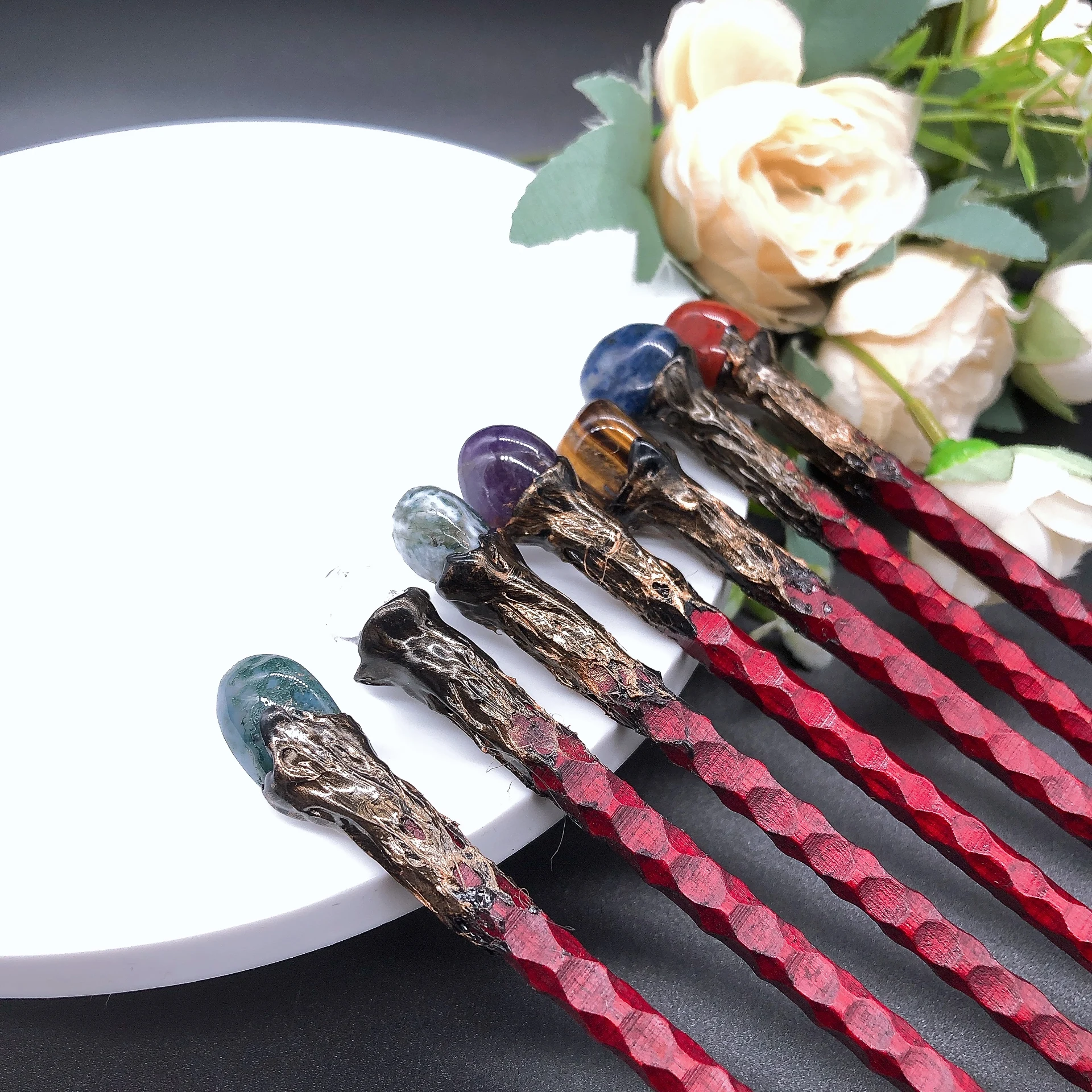 Natural Citrine Amethyst Magic Wand Witchcraft Crystal Quartz Stone Scepter Props DIY Hairpin Healing Home Decor Children Gift 4