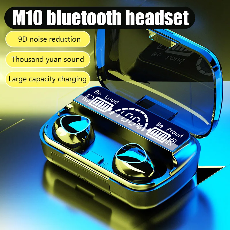 

M10 Tws Wireless Headphones Bluetooth Earphones Waterproof LED Dispay Headset Hifi Stereo Arbuds For Iphone Android Phone DDP