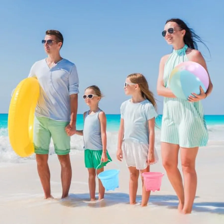 Pastel strand speelgoed set met emmer schep en strandbal_voghion.com