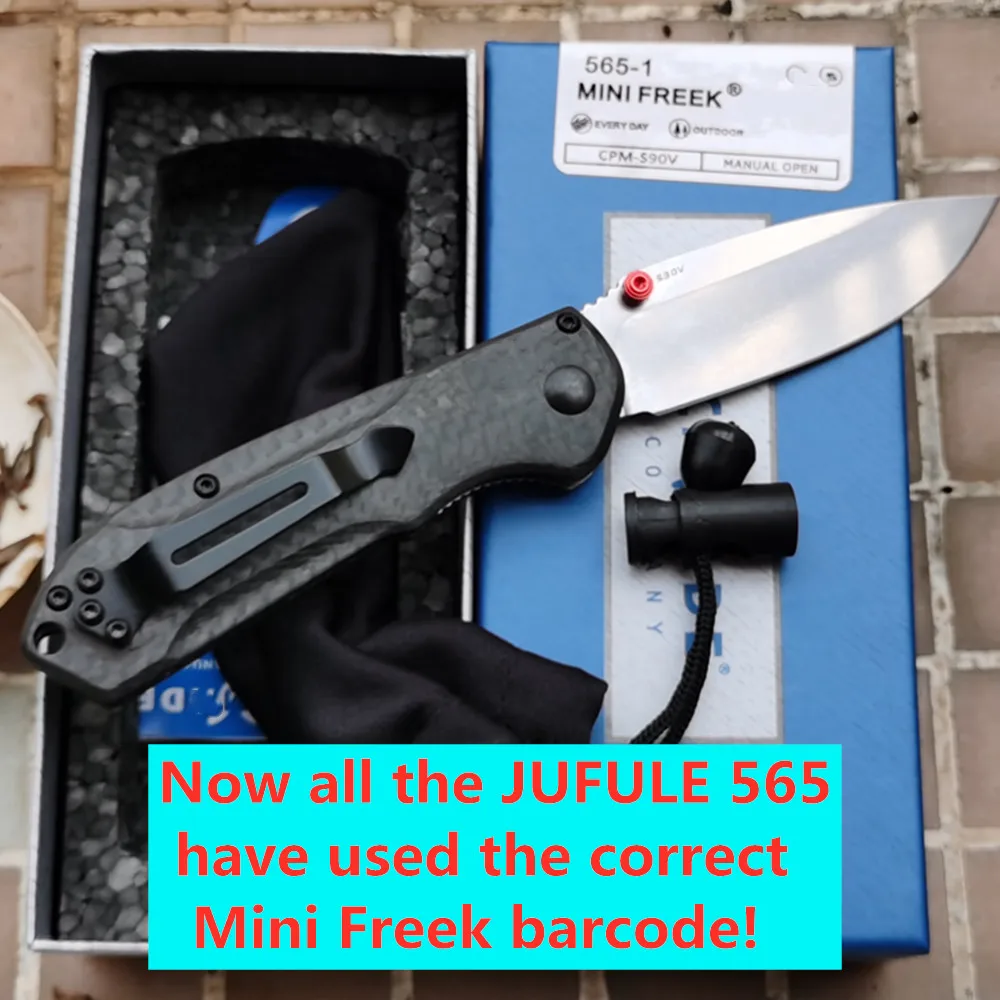 

JUFULE 565 Correct Bar Code Mini Freek 565-1 Mark S90V Blade Carbon Fiber Handle Outdoor Camp Hunt Pocket EDC Tool Folding Knife