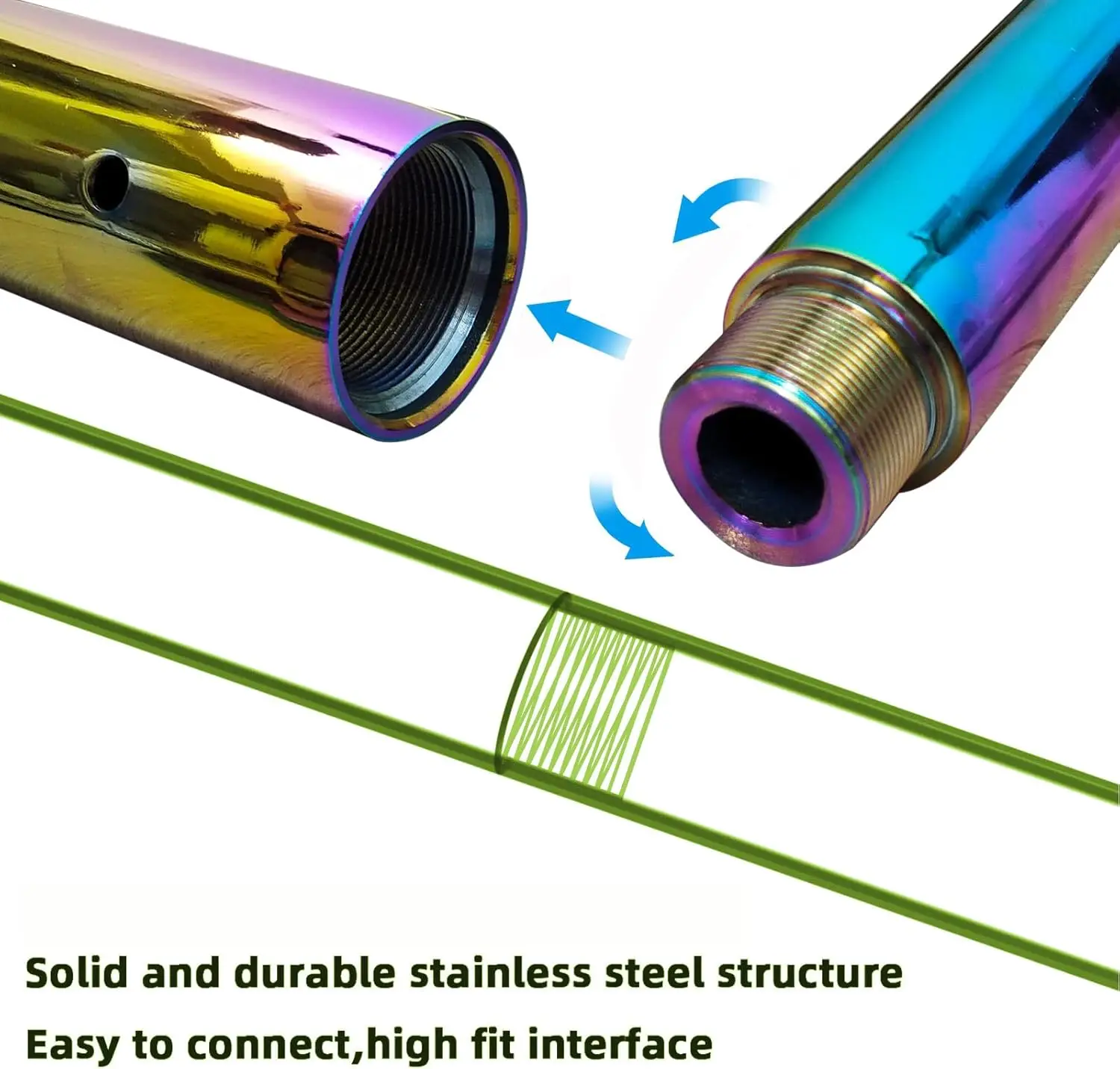 250mm Extension Dance Pole Tube for Grip Dia 45mm Chrome Pole Dance Height Adjustable Only