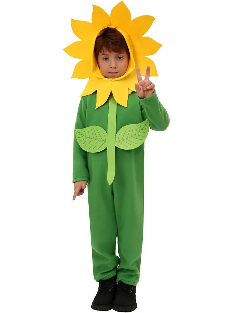 Plants Sunflower Cosplay green suit Costumes International Children's Day Halloween for kid