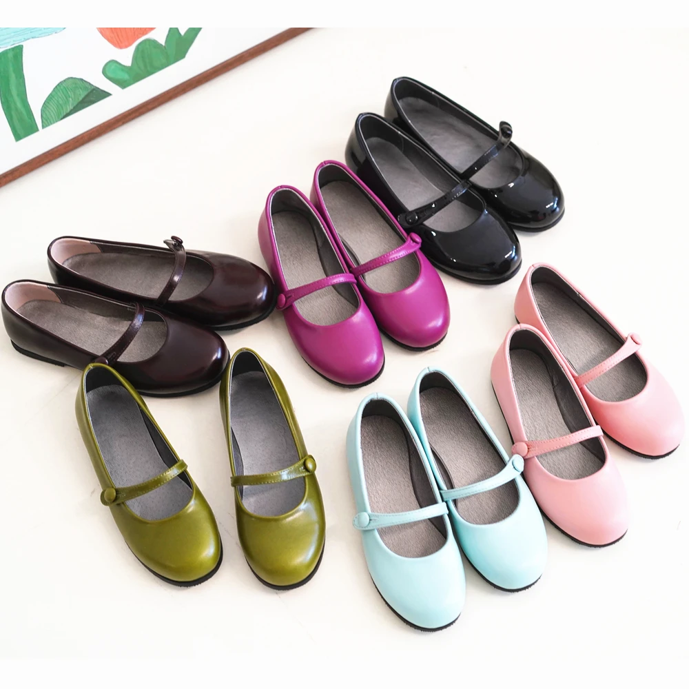 Genuine Leather Girls Casual Shoes Lovely Slim Style Cowhide Children's School Shoes Party Wedding Gift Kids Flat Shoes 6 Years 2